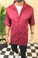 Turbo Designer Motif Floral Casual Shirt In Maroon