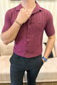 Turbo Minimalist Design Half Sleeve Casual Shirt In Plum
