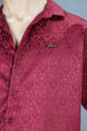 Turbo Designer Motif Floral Casual Shirt In Maroon
