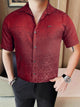 Turbo Designer Motif Floral Casual Shirt In Maroon