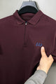 GP Zip Style Collared Men's Polo Shirt In Maroon