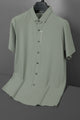 Turbo Waffle Motif Elegant Casual Shirt In Moss Green
