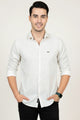 Turbo Vintage Patterend Long Sleeve Cotton Casual Shirt In White