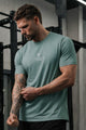 Turbo Street-Style Round Neck Dry-fit Shirt In Moss Green