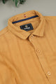Turbo Self Stripe Motif Long Sleeve Cotton Casual Shirt In Mustard