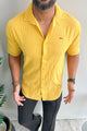 Turbo Knit Craft Crochet Casual Shirt In Yellow