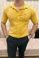 Turbo Textured Champ Casual Shirt In Mustard Yellow