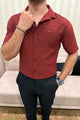 Turbo Snitch Striped Casual Shirt In Maroon