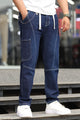 Turbo Side Cargo Style Denim Baggy Jeans In Navy Blue