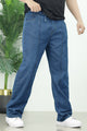 Turbo Loose Bottom Front Line Denim Jeans In Navy Blue