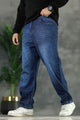 Turbo Bottom Plate Denim Baggy Jeans In Dark Blue