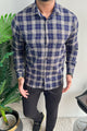 Turbo Plaid Pattern Creation Long Sleeve Cotton Casual Shirt