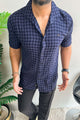 Turbo Premium Lightweight Half Sleeve Casual Shirt In Navy Blue