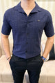 Turbo Puff Classic Thread Casual Shirt In Navy Blue