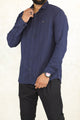 Turbo Self Stripe Motif Long Sleeve Cotton Casual Shirt