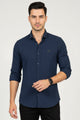 Turbo Self Stripe Motif Long Sleeve Cotton Casual Shirt