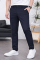 Regular & Tailored Formal Slim Fit Cotton Pant In Navy Blue