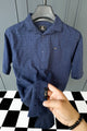 Turbo Puff Classic Thread Casual Shirt In Navy Blue