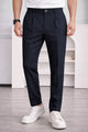 Men' Single Plate Style Slim-Fit Trouser In Navy Blue
