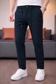 Prda Linen Strech Elastic Slim-Fit Trouser In Navy Blue