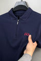 GP Zip Style Collared Men's Polo Shirt In Navy Blue