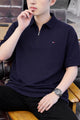 Tmy Essential Zip Style Big Size Polo Shirt In Navy Blue