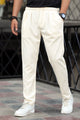 Turbo Pique Textured Double Plate SlimFit Trouser In Off White