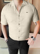 Turbo Designer Motif Embossed Casual Shirt In Light Lemon