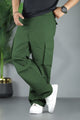 Turbo Hexa Pockets Loose Bottom Cargo Trouser In Olive Green