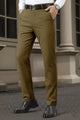 Turbo Urban Executive Slim Fit Cotton Pant In Olive Brown