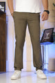 Turbo Urban Era Executive Slim Fit Cotton Pant In Olive Brown