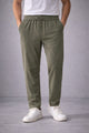 Turbo Belt Style Elastic Waist Trouser In Olive Brown