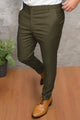 Turbo Urban Executive Slim Fit Cotton Pant In Olive Brown