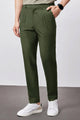 Double Plate Men's Carrot Fit Cotton Pant In Olive