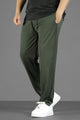 Turbo Everyday Wear Self Design Trouser In Olive Green