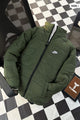 Nke Reversible Double Face Sherpa Imported Puffer Jacket In Olive