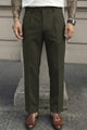 Single Plated Men's Cotton Pant In Olive Green