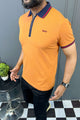 Turbo Record Zip Collar-Block Men's Polo Shirt In Orange