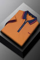 Turbo Record Zip Collar-Block Men's Polo Shirt In Orange