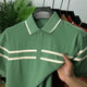 Turbo Horizontal Stripes Men's Polo T-Shirt Parrot Green