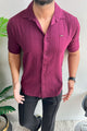 Turbo Minimalist Design Half Sleeve Casual Shirt In Plum