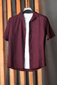 Turbo Minimalist Design Half Sleeve Casual Shirt In Plum