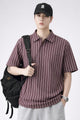 Turbo Vertical White Striped Pattern Polo T-Shirt In Plum