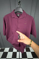 Turbo Minimalist Design Half Sleeve Casual Shirt In Plum
