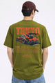 Men's "Tokyo Racing Edition" Round Neck Tee in Olive Green