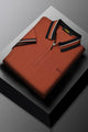 Turbo Contrast Tone Zip Collar Men's Polo Shirt In Red Brick