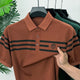 Turbo Horizontal Stripes Style Men's Polo T-Shirt In Red Brick