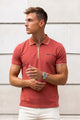 Turbo Studiofit Detailed Zip Collar Men's Polo Shirt In Red Brick