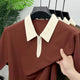 Men's Minimal Design OverSize Polo Shirt In Red Brick