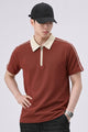 Turbo Short Sleeve Zip-Up Men's Polo Shirt In Red Brick